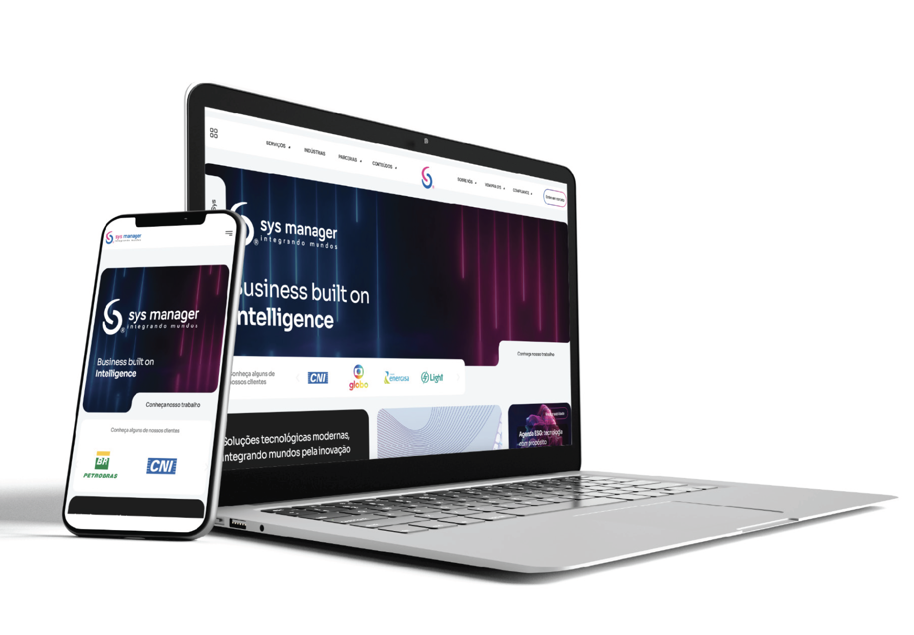 Sys Manager — site institucional, desktop e mobile