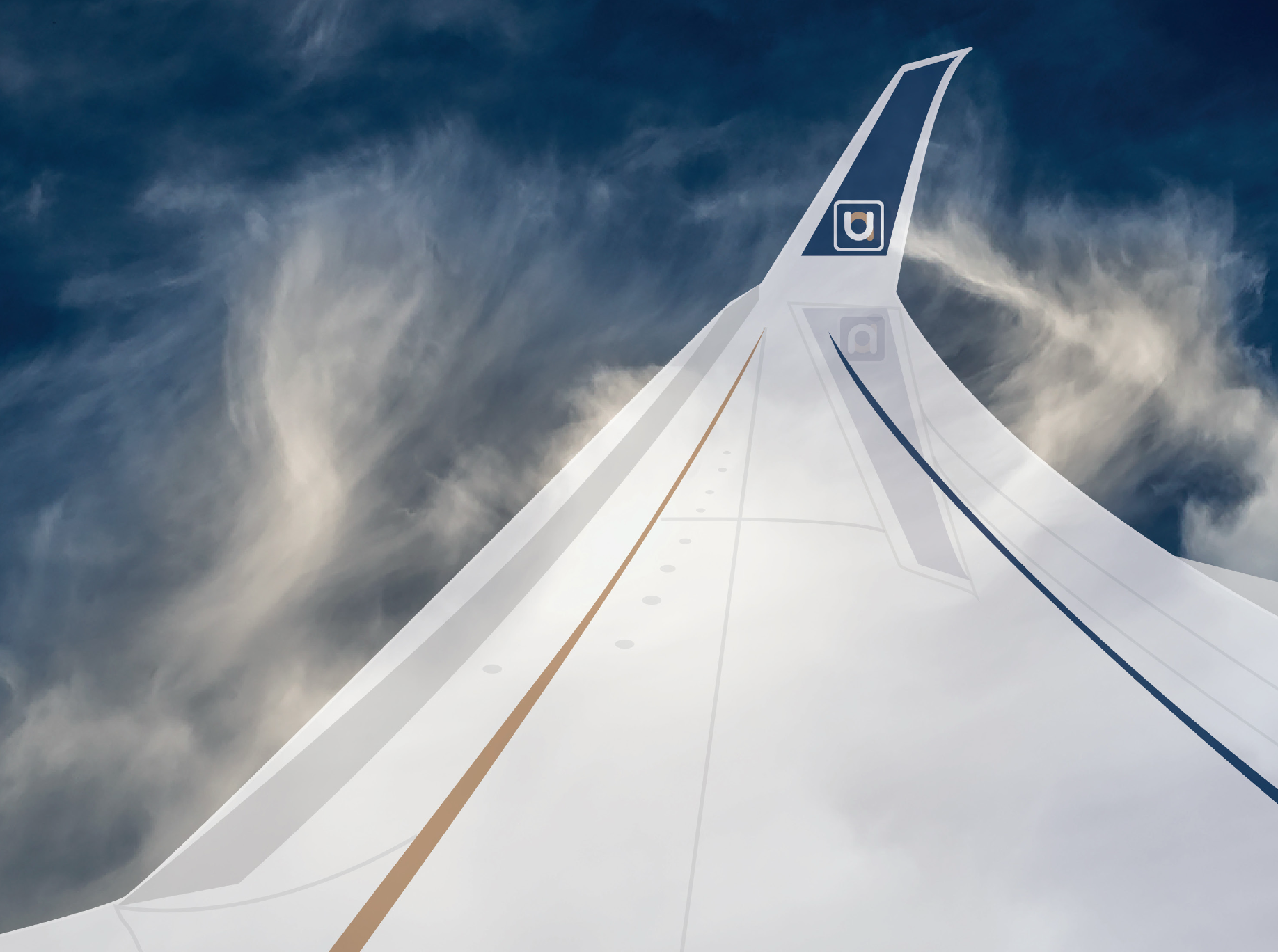 United — Fuselagem com monograma e cauda